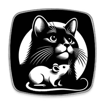 Le chat et la souris et l’amitié la paix et l’amour - Magnet carré - blanc - Devant