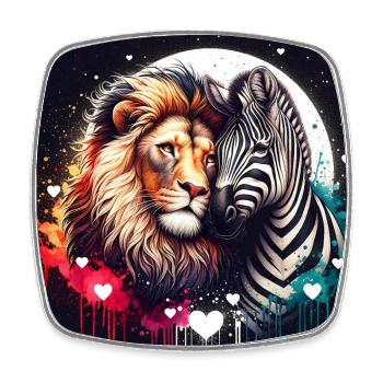 Leo et Zèbre Amour et amitié - Magnet carré - blanc - Devant
