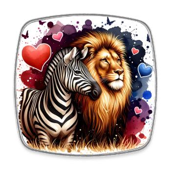 Leo and Zebra Love and Friendship - Square fridge magnet - white - Front