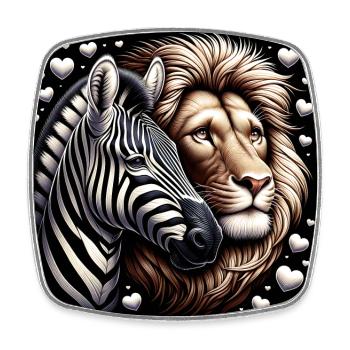 Leo and Zebra Love and Friendship - Square fridge magnet - white - Front