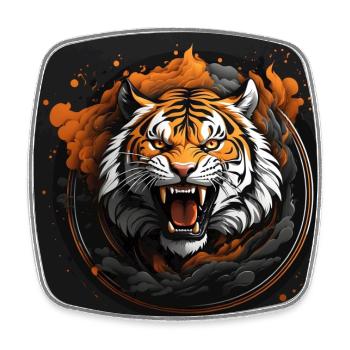 Hissing tiger big cat - Square fridge magnet - white - Front