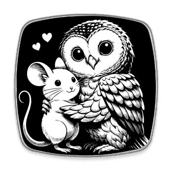 Eule und Maus in Frieden Freundschaft Liebe - Viereckiger Kühlschrankmagnet - Weiß - Vorne