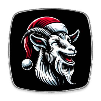 Lustige Weihnachts Ziege mit Nikolausmütze - Viereckiger Kühlschrankmagnet - Weiß - Vorne