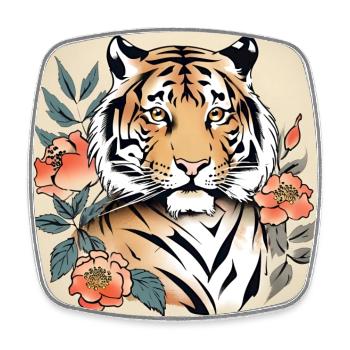 Tiger tattoo - Square fridge magnet - white - Front
