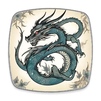 Das Tattoo eines Vintage-Drachen - Viereckiger Kühlschrankmagnet - Weiß - Vorne