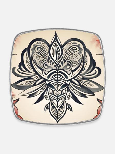 tatouage tribal - Magnet carré - blanc