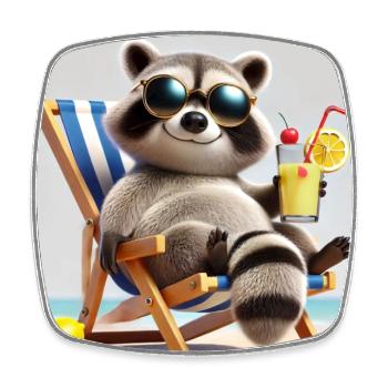 Se détendre raton laveur en vacances - Magnet carré - blanc - Devant