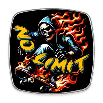 No Limit Skull Skeleton on Skateboard - Square fridge magnet - white - Front