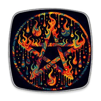 Flaming pentagram - Square fridge magnet - white - Front
