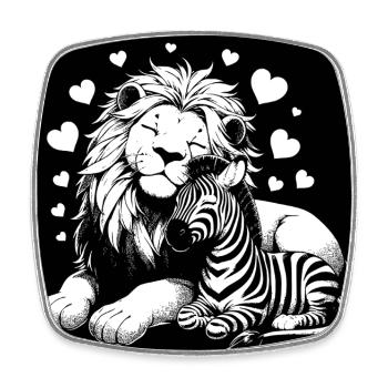 Leo et Zèbre Amour et amitié - Magnet carré - blanc - Devant