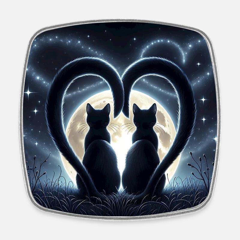 Zwei verliebte Katzen - Viereckiger Kühlschrankmagnet - Weiß