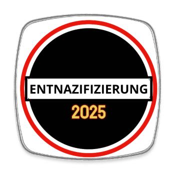 Entnazifizierung 2025 - Viereckiger Kühlschrankmagnet - Weiß - Vorne