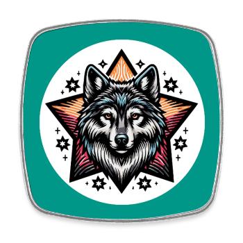 Wolfportrait Wildnis erleben und Freiheit spüren - Viereckiger Kühlschrankmagnet - Weiß - Vorne