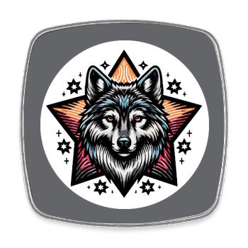 Wolfportrait Wildnis erleben und Freiheit spüren - Viereckiger Kühlschrankmagnet - Weiß - Vorne