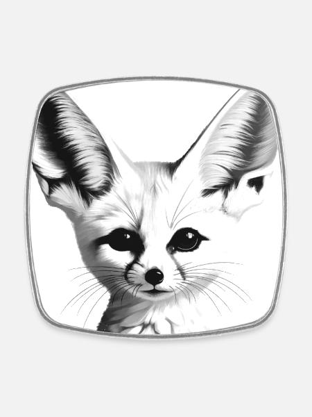 Fennec - Magnet carré - blanc