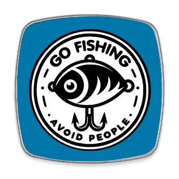 Go fishing, avoid people - Square fridge magnet - white - Front
