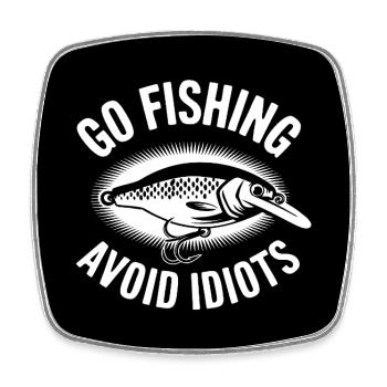 Go fishing, avoid people - Square fridge magnet - white - Front