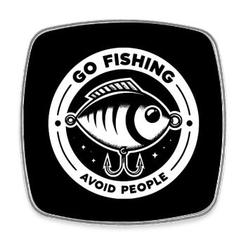 Go fishing, avoid people - Square fridge magnet - white - Front