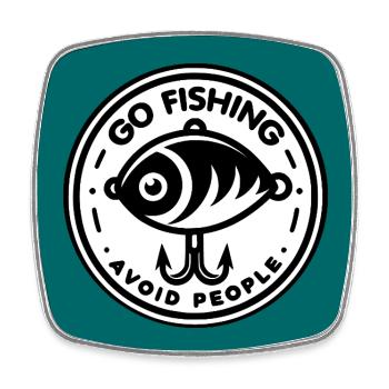 Go fishing, avoid people - Square fridge magnet - white - Front