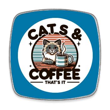 Katzen und Kaffee - mehr brauche ich nicht - Viereckiger Kühlschrankmagnet - Weiß - Vorne