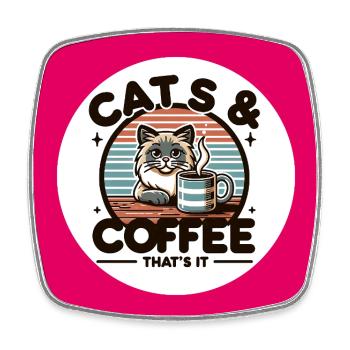 Katzen und Kaffee - mehr brauche ich nicht - Viereckiger Kühlschrankmagnet - Weiß - Vorne