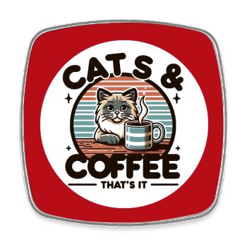 Katzen und Kaffee - mehr brauche ich nicht - Viereckiger Kühlschrankmagnet - Weiß - Vorne
