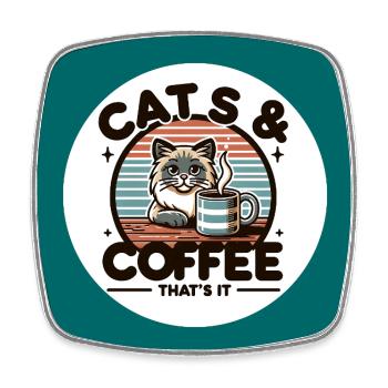 Katzen und Kaffee - mehr brauche ich nicht - Viereckiger Kühlschrankmagnet - Weiß - Vorne