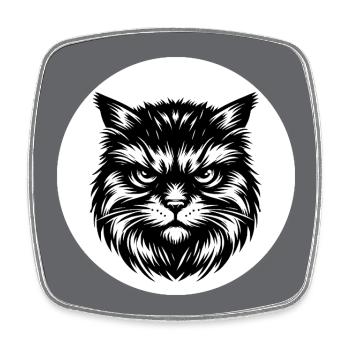 Dessin au trait de portrait de chat mignon - Magnet carré - blanc - Devant