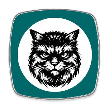 Dessin au trait de portrait de chat mignon - Magnet carré - blanc - Devant