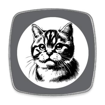 Dessin au trait de portrait de chat mignon - Magnet carré - blanc - Devant