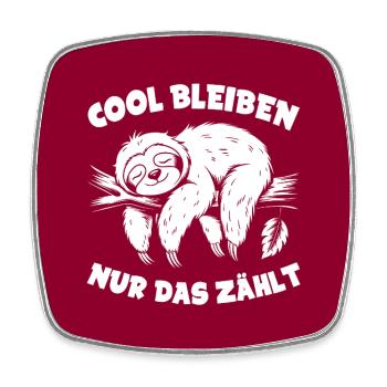 Cool bleiben immer mit der Ruhe lustiges Faultier - Viereckiger Kühlschrankmagnet - Weiß - Vorne