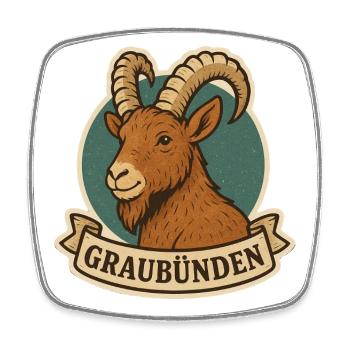 Graubünda Steinbock - Viereckiger Kühlschrankmagnet - Weiß - Vorne