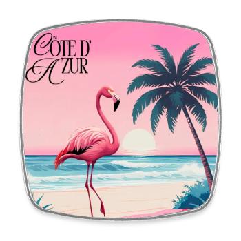 Flamingo - Viereckiger Kühlschrankmagnet - Weiß - Vorne