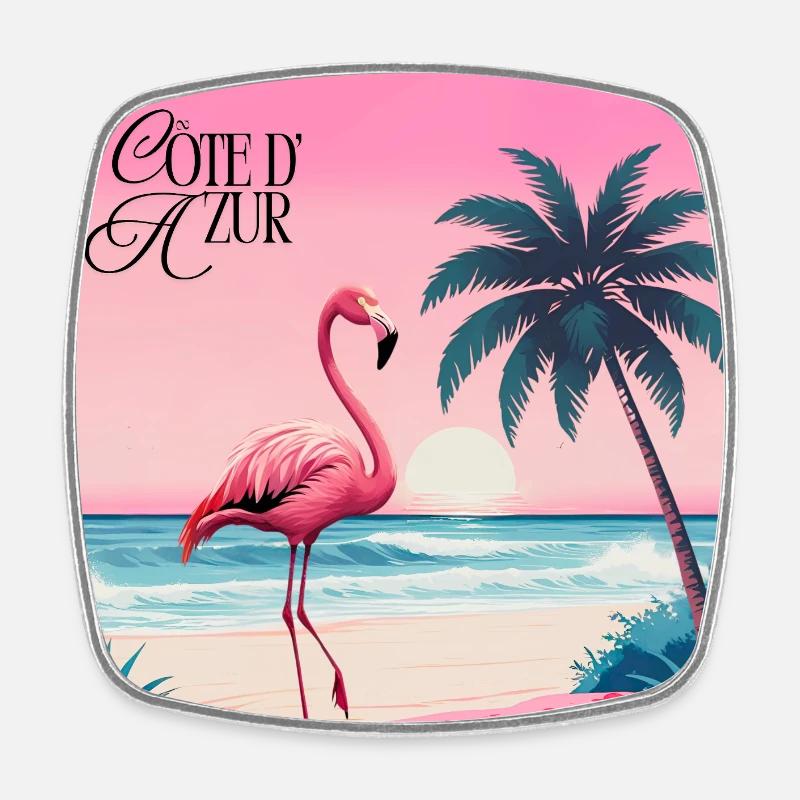 Flamingo - Square fridge magnet - white