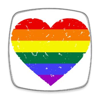 Coeur LGBT Vintage - Magnet carré - blanc - Devant