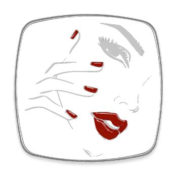 Silouette sensuelle Lèvres rouges - Magnet carré - blanc - Devant