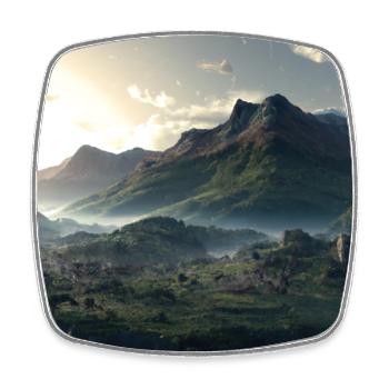 Beautiful mountain landscape in the fog - Square fridge magnet - white - Front