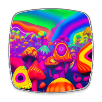 Regenbogenpilzwald 2 - Viereckiger Kühlschrankmagnet - Weiß - Vorne