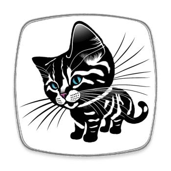 Katze - Viereckiger Kühlschrankmagnet - Weiß - Vorne