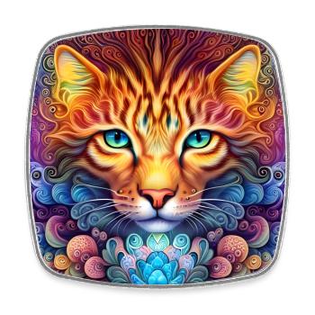 Psychedelischer Katzengeist. - Viereckiger Kühlschrankmagnet - Weiß - Vorne