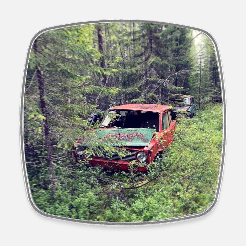 Final parking - Square fridge magnet - white