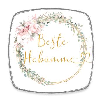 BESTE HEBAMME ! Blumenbouquet, personalisierbar - Viereckiger Kühlschrankmagnet - Weiß - Vorne