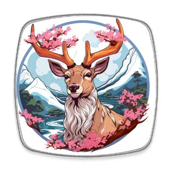 Japanese Sika deer in anime style - Square fridge magnet - white - Front