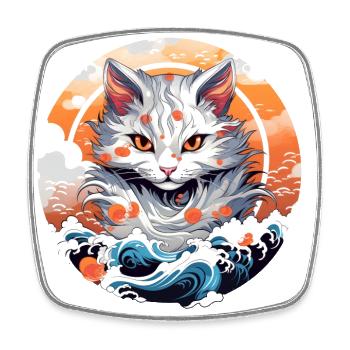 Kater aus dem Meer japanische Katze - Viereckiger Kühlschrankmagnet - Weiß - Vorne