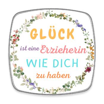 Glück ist eine Erzieherin wie dich zu haben - Viereckiger Kühlschrankmagnet - Weiß - Vorne