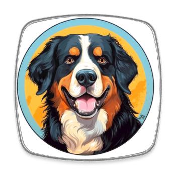 Bouvier bernois Chien tête de chien - Magnet carré - blanc - Devant