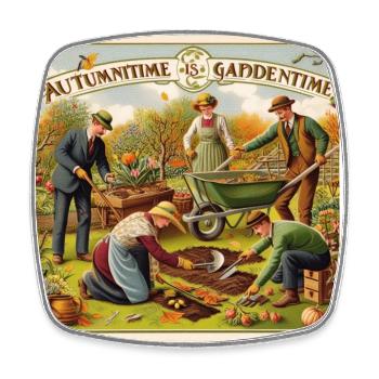 Autumn is garden time - Square fridge magnet - white - Front