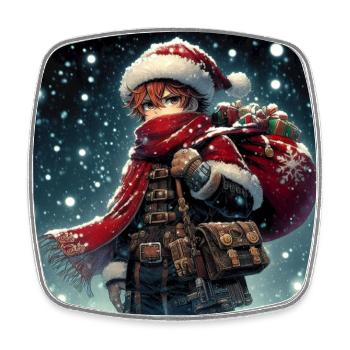 Manga Weihnachtsmann - Viereckiger Kühlschrankmagnet - Weiß - Vorne