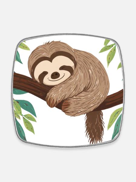 Cute Sloth - Square fridge magnet - white