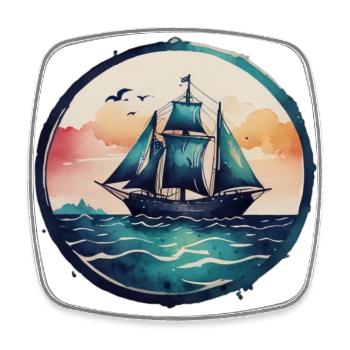 Aquarell Sailingship - Viereckiger Kühlschrankmagnet - Weiß - Vorne